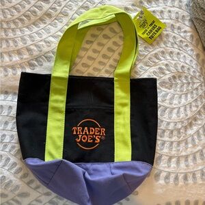 Trader Joe's Black and Purple Canvas Tote Bag